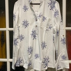 Breezy Blouse With Stand Up Collar